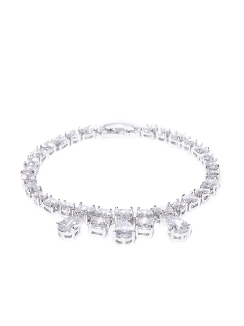 

Carlton London Silver-Toned Rhodium Plated CZ Studded Bracelet
