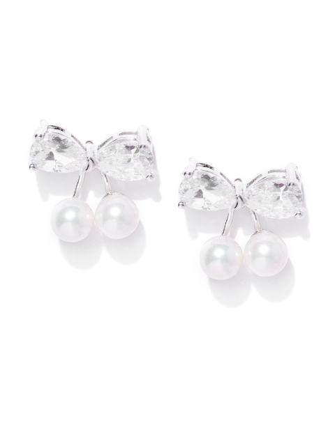 

Carlton London Silver-Toned & White Rhodium-Plated Contemporary Stud Earrings