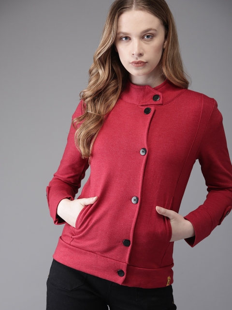 

Campus Sutra Women Maroon Solid Tailored Jacket