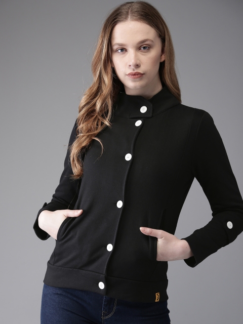 

Campus Sutra Women Black Solid Tailored Jacket