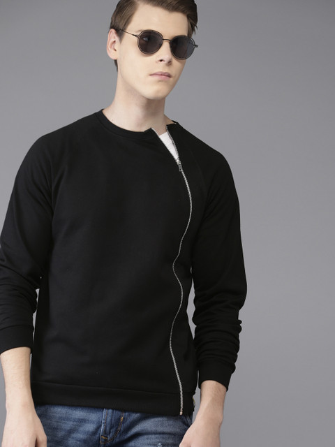 

Campus Sutra Men Black Solid Sweatshirt