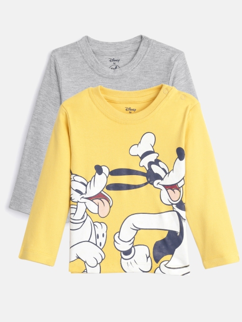 

YK Disney Boys Pack of 2 Printed Round Neck T-shirts, Yellow