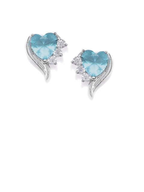 

Peora Women Silver-Plated Blue CZ-Stoned Studded Contemporary Studs