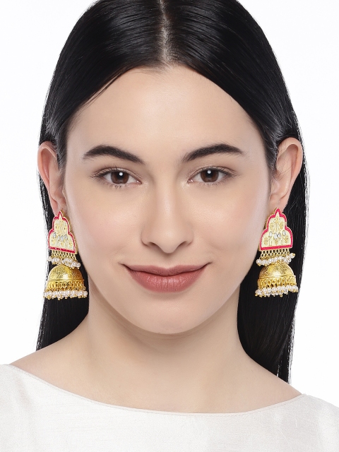 

Peora Women 18K Gold-Plated Red Contemporary Drop Earrings