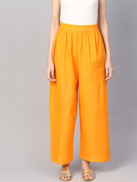 

Nayo Women Orange Solid Wide Leg Palazzos