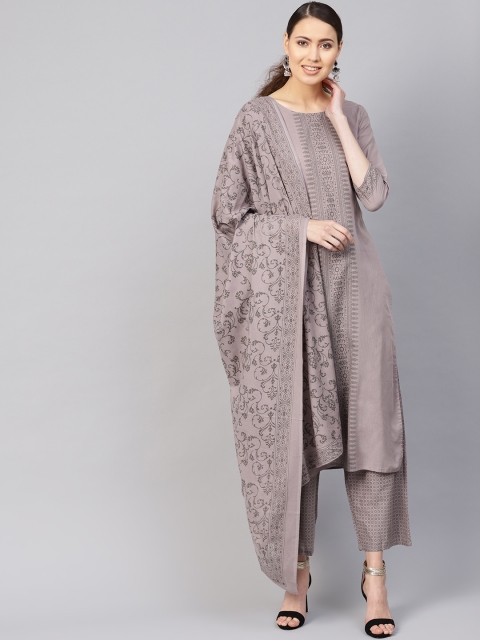 

Nayo Women Grey Printed Kurta with Trousers & Dupatta