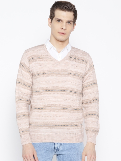 

Pierre Carlo Men Beige Striped Sweater