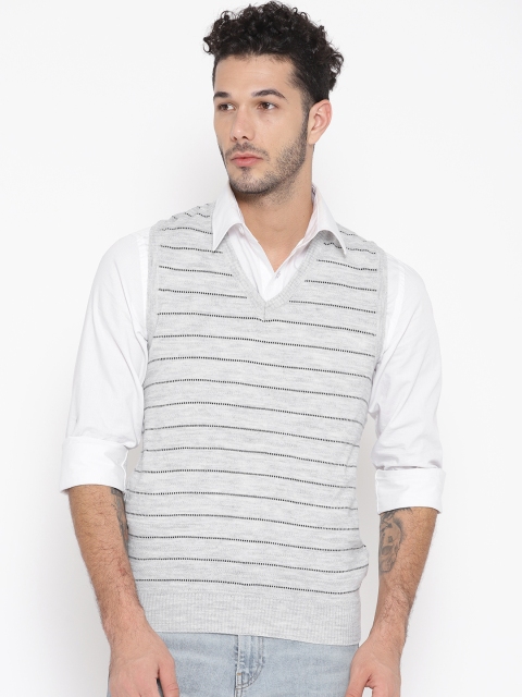 

Pierre Carlo Men Grey & Black Striped Sweater Vest
