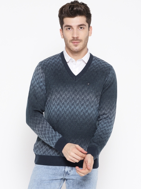 

Pierre Carlo Men Blue Self Design Pullover