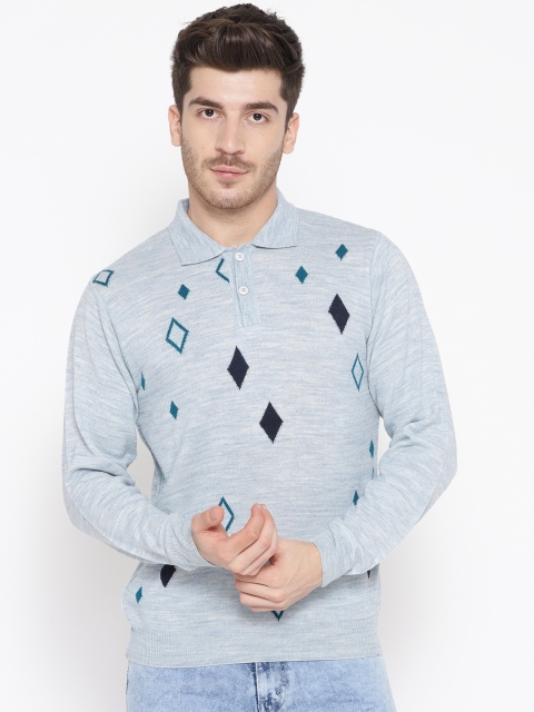 

Pierre Carlo Men Blue Self Design Sweater