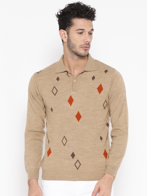 

Pierre Carlo Men Beige Self Design Pullover