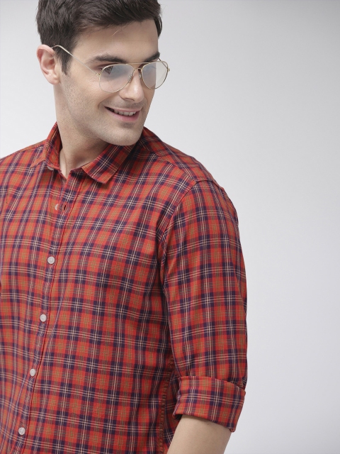 

Mast & Harbour Men Coral & Purple Regular Fit Checked Casual Shirt