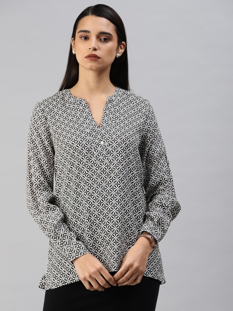 

Van Heusen Woman Women Black & White Printed Top