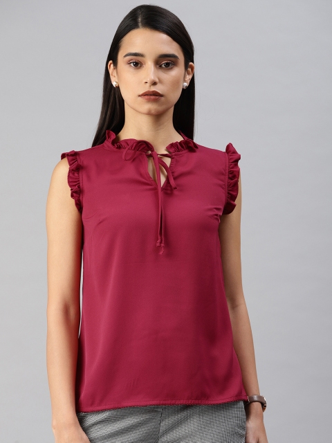 

Van Heusen Woman Women Fuchsia Pink Solid Formal Top