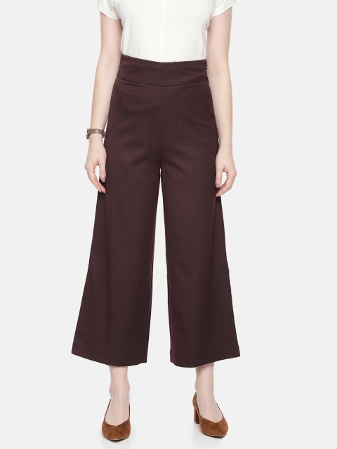 

Van Heusen Woman Brown Regular Fit Self Design Parallel Trousers