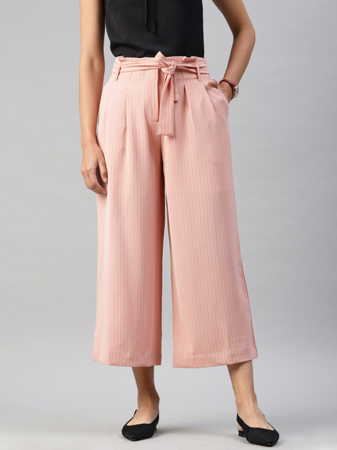 

Van Heusen Woman Women Pink & Green Striped Culottes