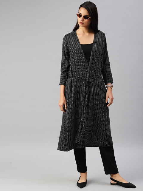 

Van Heusen Woman Women Black & White Printed Open Front Longline Shrug