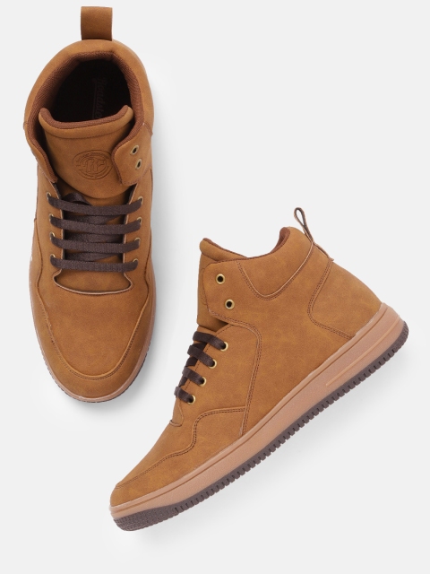 

The Roadster Lifestyle Co Men Tan Brown Solid Mid-Top Sneakers