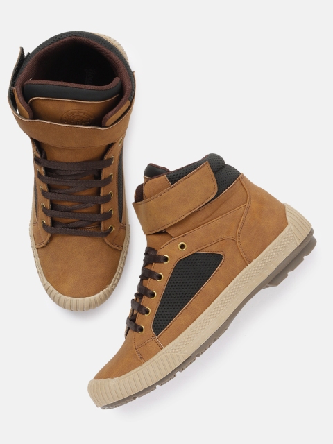 

Roadster Men Tan Brown & Black Colourblocked Mid-Top Sneakers