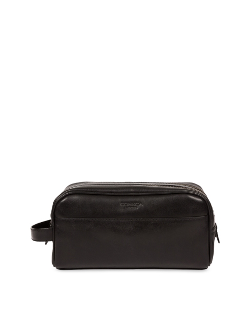

PURE LUXURIES LONDON Men Black Conkca Genuine Leather Alberto Travel Pouch