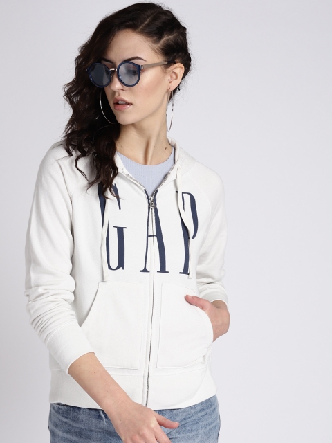 

GAP Women's Logo Zip Hoodie, Off white