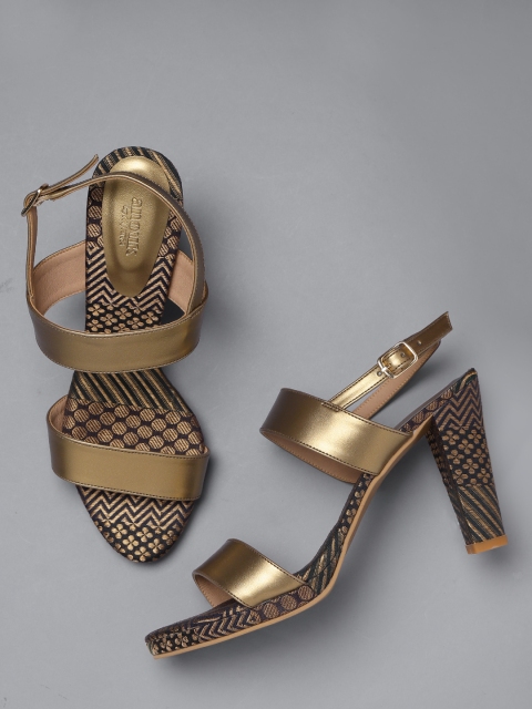 

Anouk Women Gold-Toned Solid Block Heels