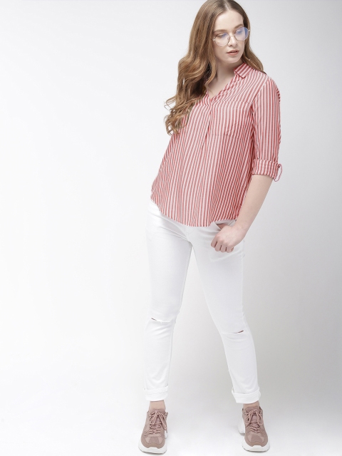 

Harvard Women White Candy Striped Shirt Style Top