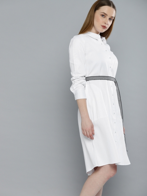 

Harvard Women Solid White Shirt Dress