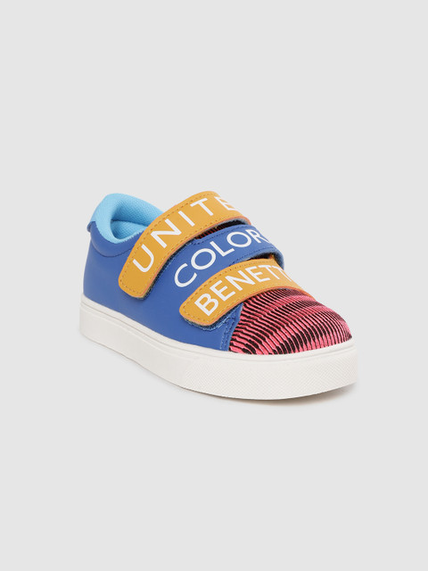 

United Colors of Benetton Kids Blue & Mustard Yellow Printed Sneakers