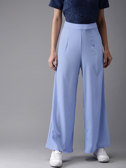 

Moda Rapido Women Blue Regular Fit Solid Parallel Trousers