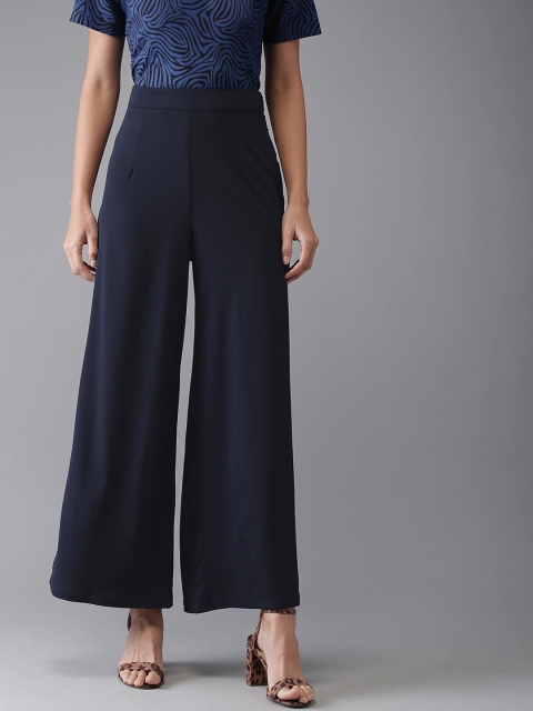 

Moda Rapido Women Navy Blue Regular Fit Solid Parallel Trousers