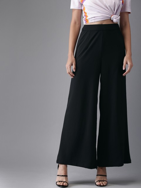 

Moda Rapido Women Black Regular Fit Solid Parallel Trousers