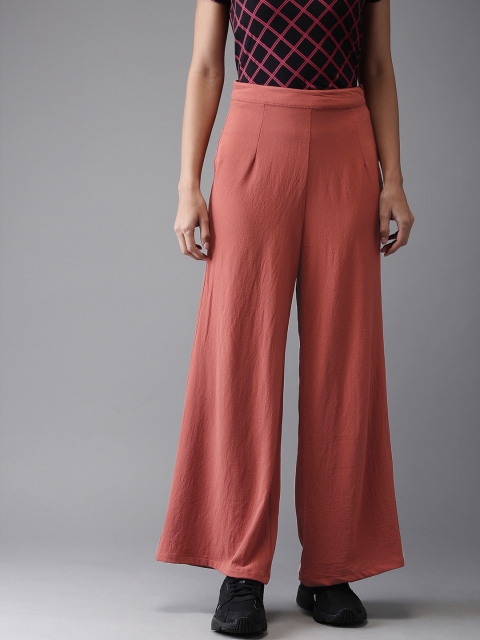 

Moda Rapido Women Brown Regular Fit Solid Parallel Trousers