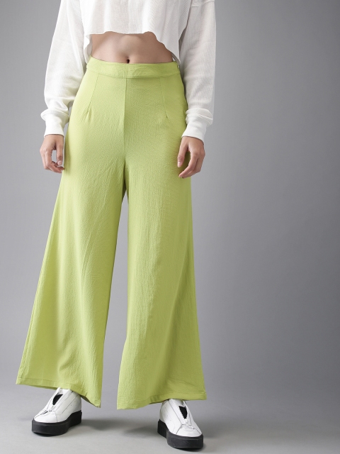 

Moda Rapido Women Green Regular Fit Solid Parallel Trousers
