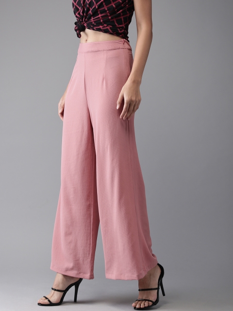 

Moda Rapido Women Pink Regular Fit Solid Parallel Trousers