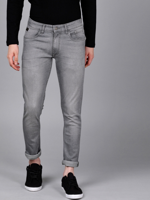 

WROGN Men Grey Slim Fit Mid-Rise Clean Look Stretchable Jeans