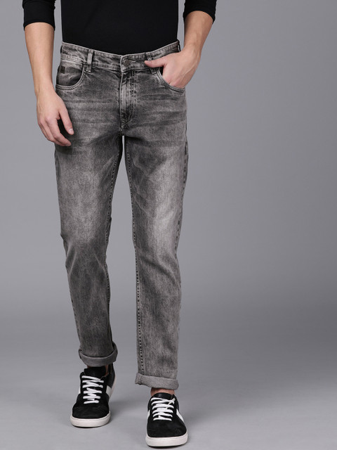 

WROGN Men Grey Slim Fit Mid-Rise Clean Look Stretchable Jeans