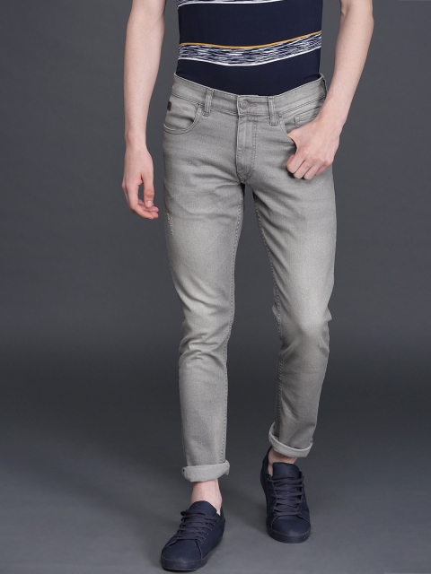 

WROGN Men Grey Slim Fit Mid-Rise Clean Look Stretchable Jeans