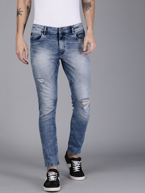 

WROGN Men Blue Slim Fit Mid-Rise Mildly Distressed Stretchable Jeans