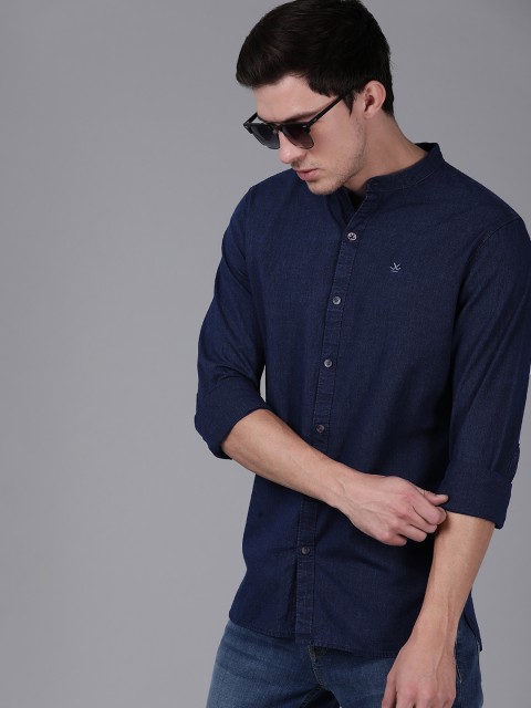 

WROGN Men Navy Blue Slim Fit Solid Casual Shirt