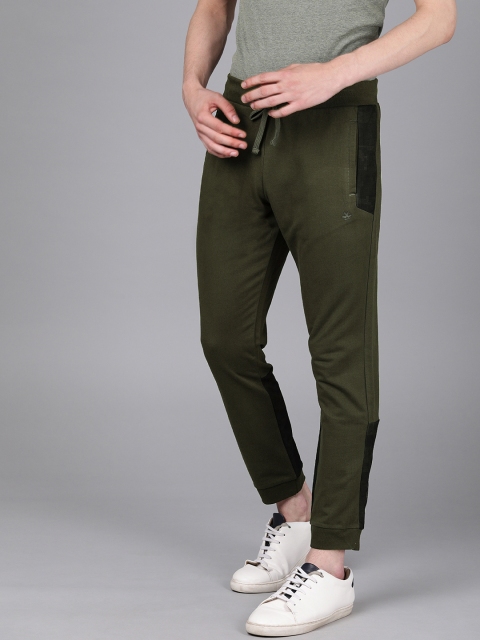 

WROGN Men Olive Green Mid-Rise Slim Fit Joggers