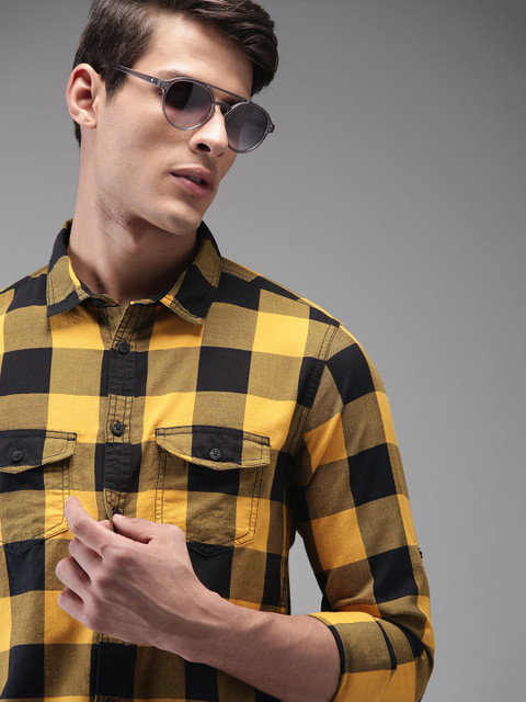

Moda Rapido Men Mustard Slim Fit Checked Casual Shirt