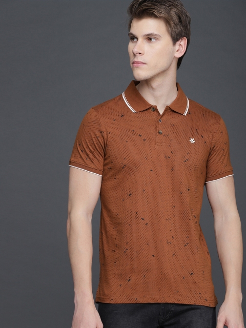 

WROGN Men Brown Printed Polo Collar T-shirt