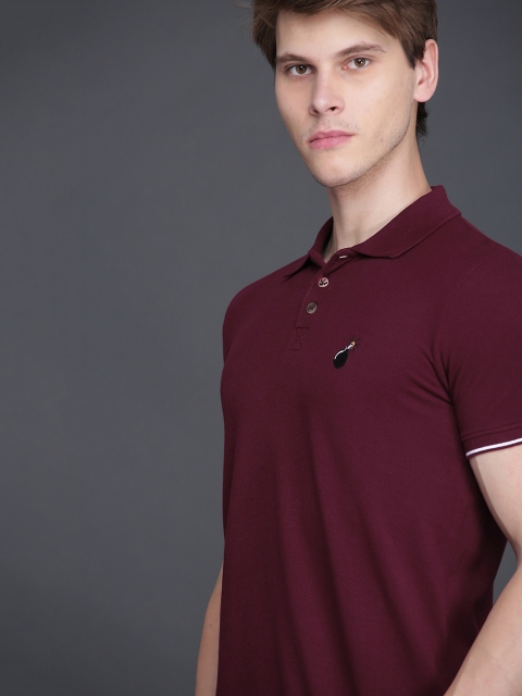 

WROGN Men Maroon Solid Polo T-shirt