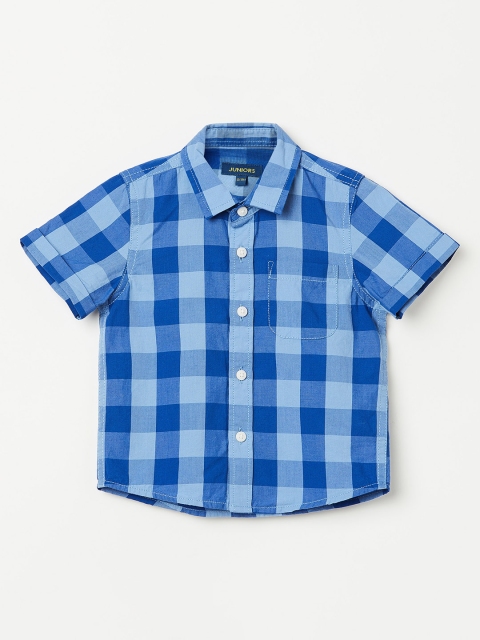

Juniors by Lifestyle Boys Blue Slim Fit Checked Casual Shirt