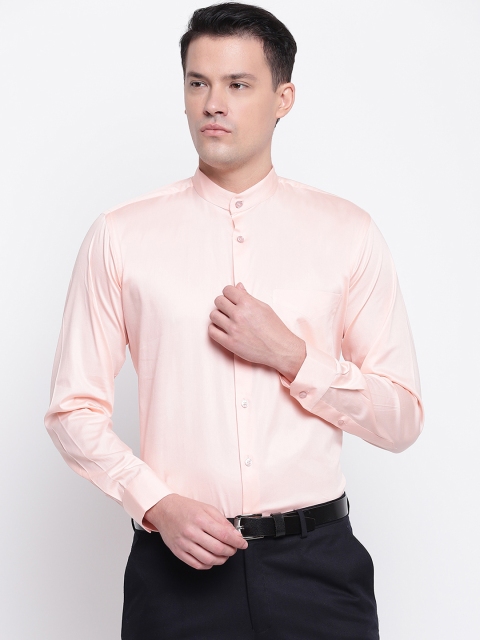 

Hancock Men Peach-Coloured Slim Fit Solid Formal Shirt