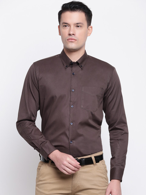 

Hancock Men Brown Slim Fit Solid Formal Shirt