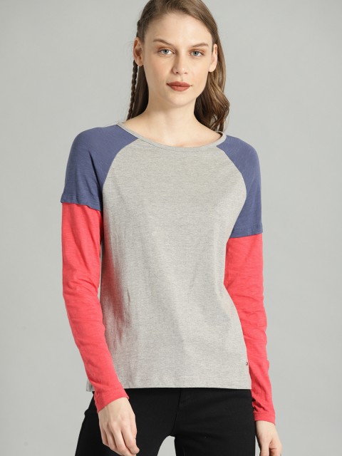 

Roadster Women Grey Solid Round Neck T-shirt