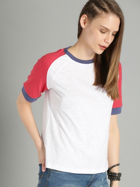 

Roadster Women White Solid Round Neck T-shirt