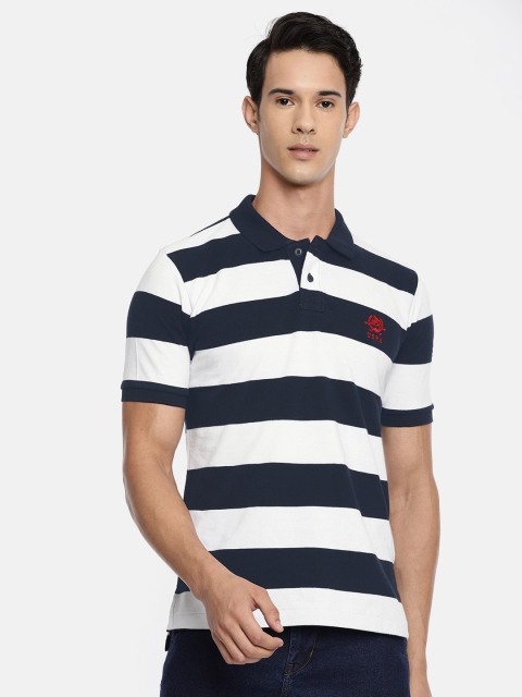 

U.S. Polo Assn. Men Navy Blue & White Striped Round Neck T-shirt
